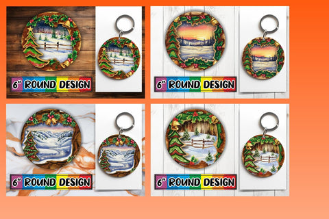 15x Sublimation Round Keychain Pack , Christmas Sublimation afrosvg 