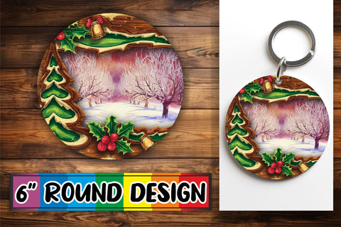 15x Sublimation Round Keychain Pack , Christmas Sublimation afrosvg 