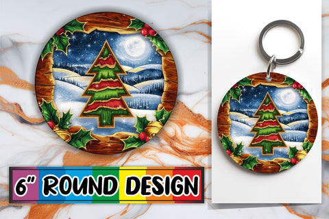 15x Sublimation Round Keychain Pack , Christmas Sublimation afrosvg 