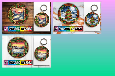 15x Sublimation Round Keychain Pack , Christmas Sublimation afrosvg 