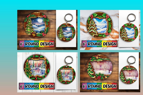 15x Sublimation Round Keychain Pack , Christmas Sublimation afrosvg 
