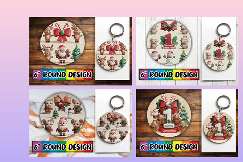 15x Sublimation Round Keychain Pack , Xmas Sublimation afrosvg 