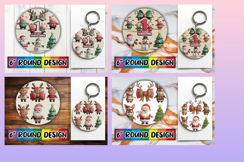 15x Sublimation Round Keychain Pack , Xmas Sublimation afrosvg 