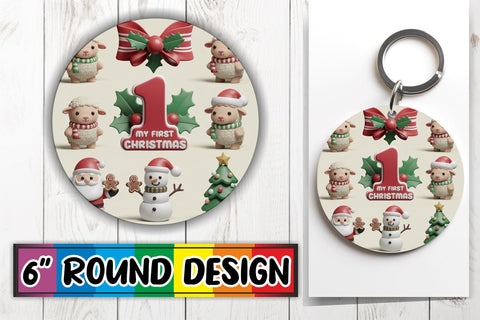 15x Sublimation Round Keychain Pack , Xmas Sublimation afrosvg 