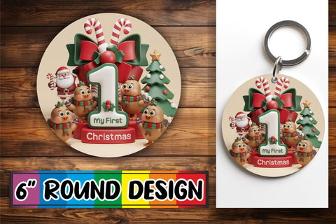 15x Sublimation Round Keychain Pack , Xmas Sublimation afrosvg 