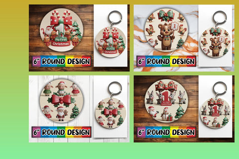 15x Sublimation Round Keychain Pack , Xmas Sublimation afrosvg 