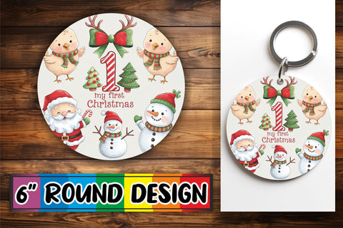 15x Sublimation Round Keychain Pack , Xmas Sublimation afrosvg 