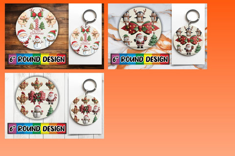 15x Sublimation Round Keychain Pack , Xmas Sublimation afrosvg 