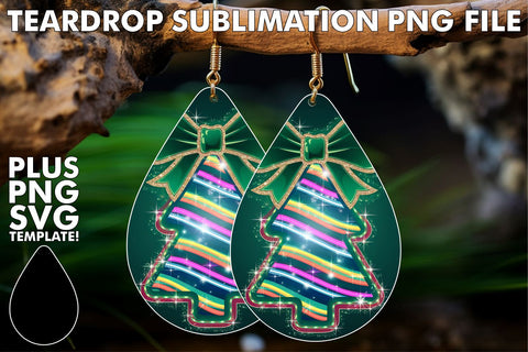 15x Teardrop Earring Bundle for Crafts , Neon Xmas Sublimation afrosvg 