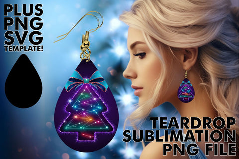 15x Teardrop Earring Bundle for Crafts , Neon Xmas Sublimation afrosvg 