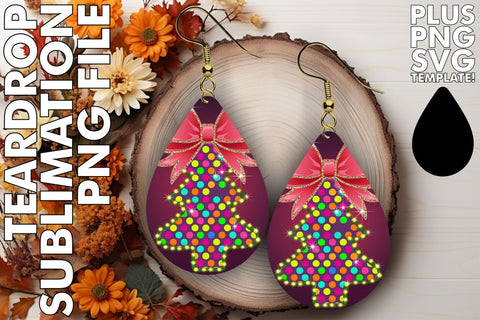 15x Teardrop Earring Bundle for Crafts , Neon Xmas Sublimation afrosvg 