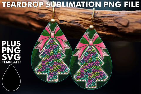 15x Teardrop Earring Bundle for Crafts , Neon Xmas Sublimation afrosvg 