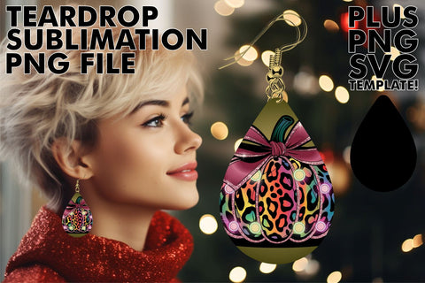 15x Teardrop Earring Bundle Set for Crafts , Neon Fall Sublimation afrosvg 