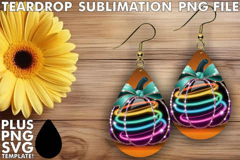 15x Teardrop Earring Bundle Set for Crafts , Neon Fall Sublimation afrosvg 