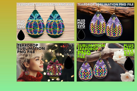 15x Teardrop Earring Bundle Set for Crafts , Neon Fall Sublimation afrosvg 