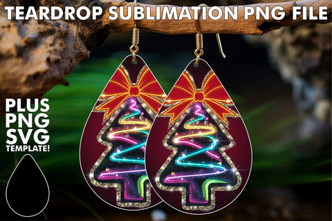 15x Teardrop Earring Design Collection Bundle , Neon Xmas Sublimation afrosvg 