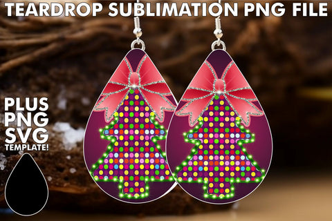 15x Teardrop Earring Design Collection Bundle , Neon Xmas Sublimation afrosvg 