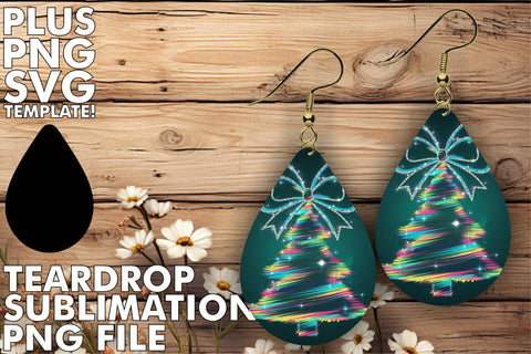 15x Teardrop Earring Design Collection Bundle , Neon Xmas Sublimation afrosvg 