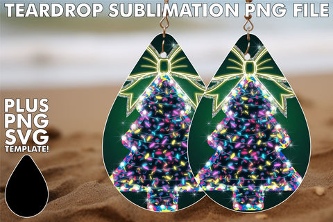 15x Teardrop Earring Design Collection Bundle , Neon Xmas Sublimation afrosvg 