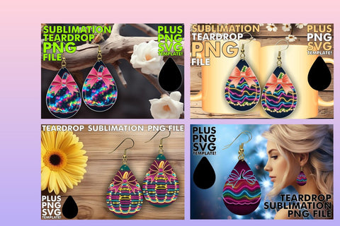 15x Teardrop Earring Design Kit for Creative , Neon Fall Sublimation afrosvg 