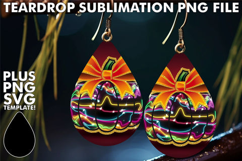 15x Teardrop Earring Design Kit for Creative , Neon Fall Sublimation afrosvg 