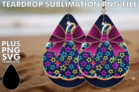 15x Teardrop Earring Design Kit for Creative , Neon Fall Sublimation afrosvg 