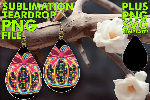15x Teardrop Earring Design Set Bundle , Neon Fall Sublimation afrosvg 