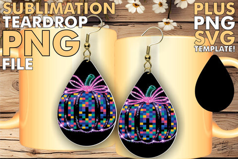 15x Teardrop Earring Design Set Bundle , Neon Fall Sublimation afrosvg 