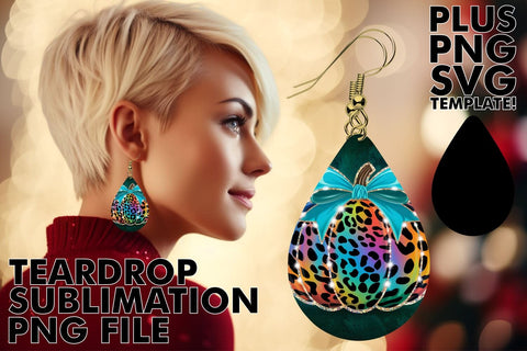 15x Teardrop Earring Design Set Bundle , Neon Fall Sublimation afrosvg 