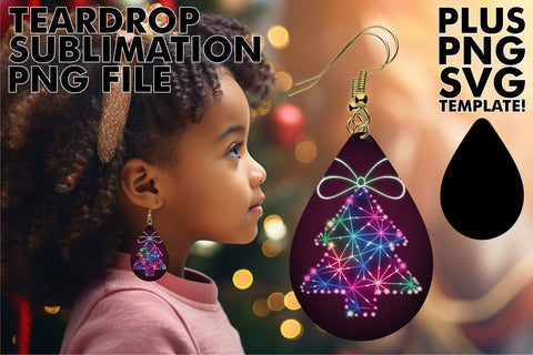 15x Teardrop Earring Design Set Collection , Neon Xmas Sublimation afrosvg 