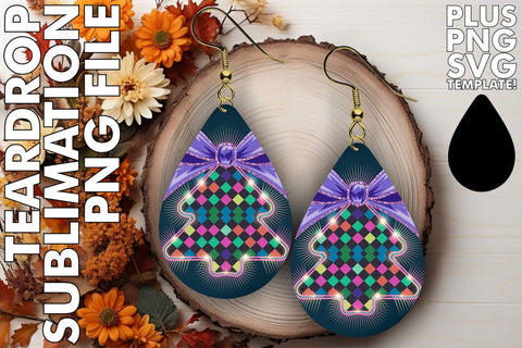 15x Teardrop Earring Design Set Collection , Neon Xmas Sublimation afrosvg 