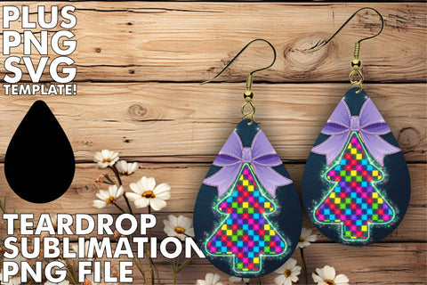 15x Teardrop Earring Design Set Collection , Neon Xmas Sublimation afrosvg 