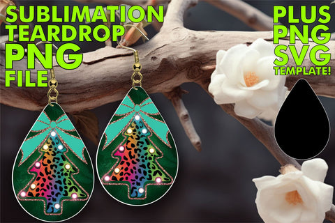 15x Teardrop Earring Design Set Collection , Neon Xmas Sublimation afrosvg 