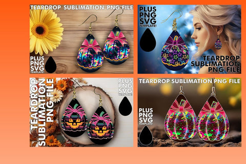 15x Teardrop Earring Kit for Custom , Neon Fall Sublimation afrosvg 