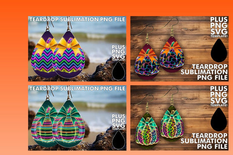15x Teardrop Earring Kit for Custom , Neon Fall Sublimation afrosvg 