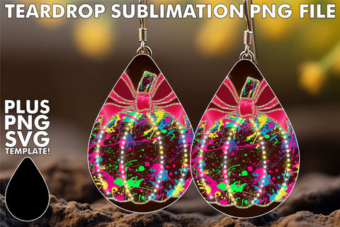 15x Teardrop Earring Kit for Custom , Neon Fall Sublimation afrosvg 