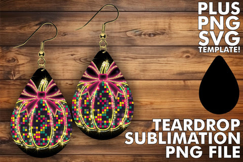 15x Teardrop Earring Kit for Custom , Neon Fall Sublimation afrosvg 
