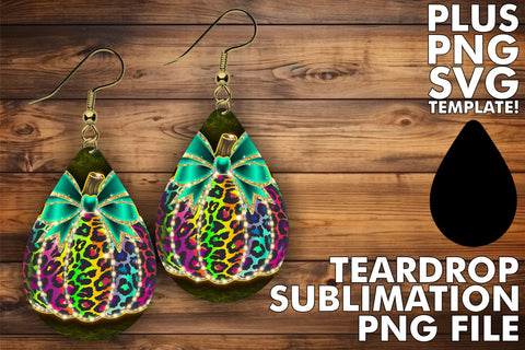 15x Teardrop Earring Kit for Custom , Neon Fall Sublimation afrosvg 