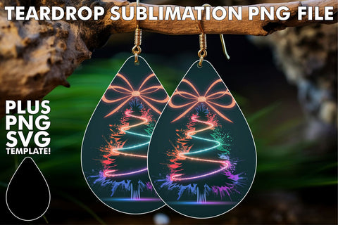 15x Teardrop Earring Pack Set , Neon Xmas Sublimation afrosvg 