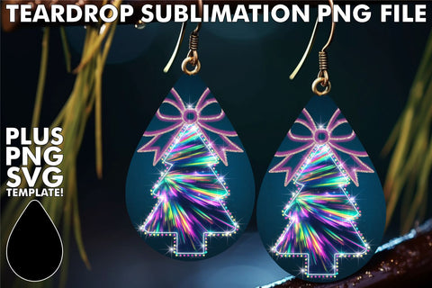 15x Teardrop Earrings Design Collection , Neon Xmas Sublimation afrosvg 