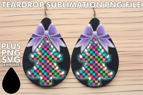 15x Teardrop Earrings Design Collection , Neon Xmas Sublimation afrosvg 