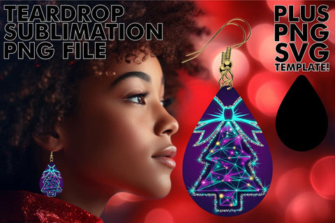 15x Teardrop Earrings Design Kit Set , Neon Xmas Sublimation afrosvg 
