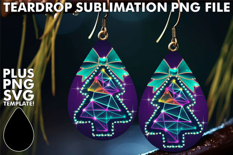 15x Teardrop Earrings Design Kit Set , Neon Xmas Sublimation afrosvg 