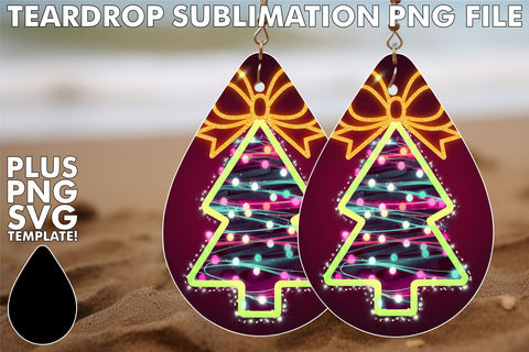 15x Teardrop Earrings Design Kit Set , Neon Xmas Sublimation afrosvg 