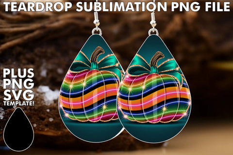 15x Teardrop Earrings for Personalized , Neon Fall Sublimation afrosvg 