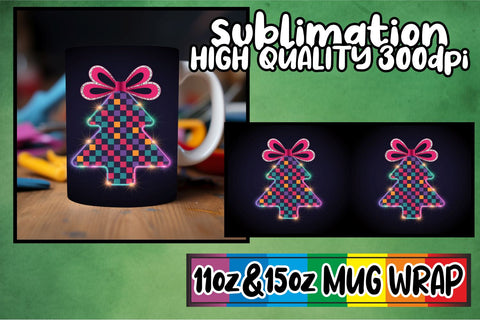 15x Trendy Mug Wrap , Neon Xmas Sublimation afrosvg 