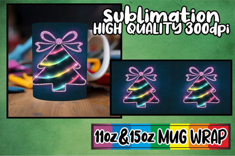 15x Trendy Mug Wrap , Neon Xmas Sublimation afrosvg 
