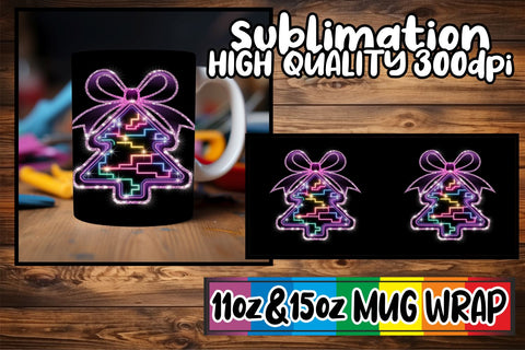 15x Trendy Mug Wrap , Neon Xmas Sublimation afrosvg 