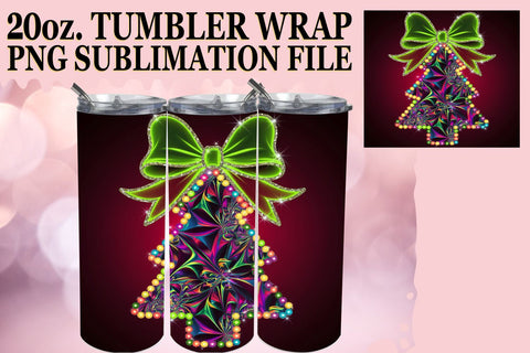 15x Tumbler Wrap Bundle for 20oz Design , Neon Xmas Sublimation afrosvg 