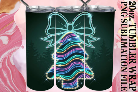15x Tumbler Wrap Bundle for 20oz Design , Neon Xmas Sublimation afrosvg 